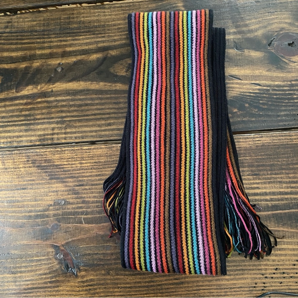 Knit rainbow colorful knit scarf - Picture 10 of 13